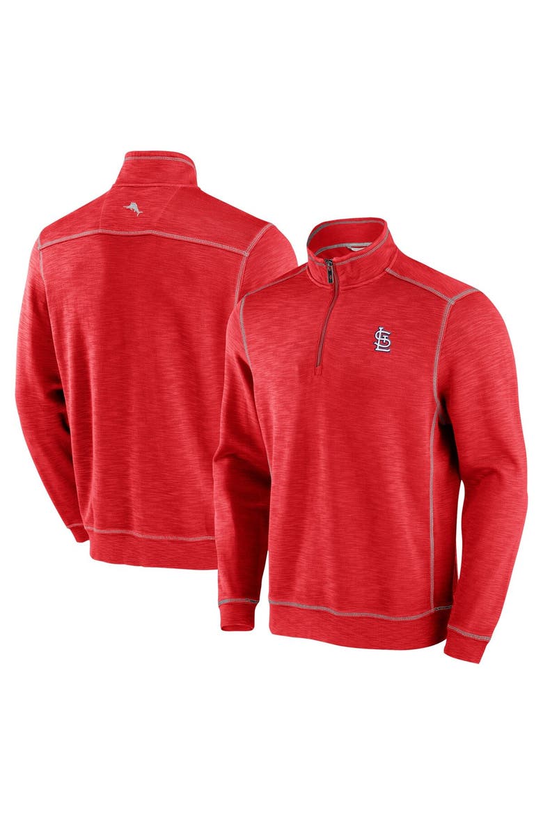 Men's Tommy Bahama Red St. Louis Cardinals Tobago Bay Tri-Blend Quarter-Zip Sweatshirt, Main, color, Red