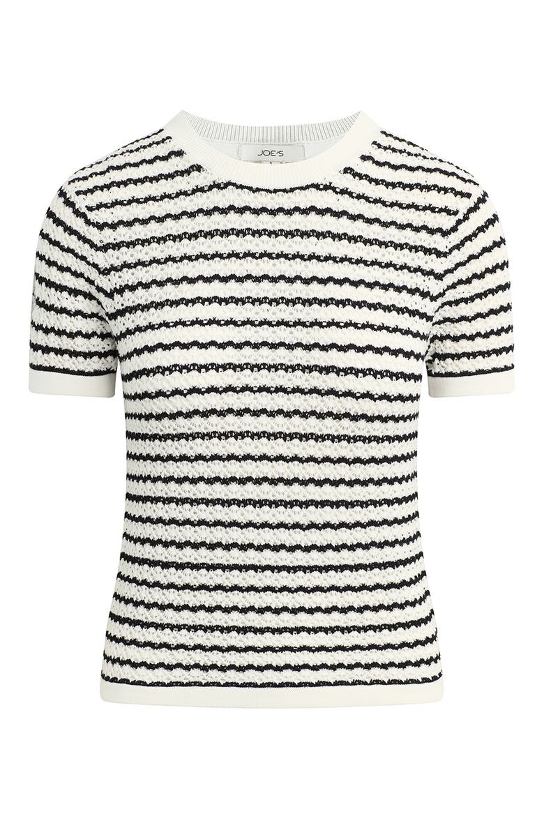 The Crochet Sweater, Alternate, color, MILK/ BLACK STRIPE