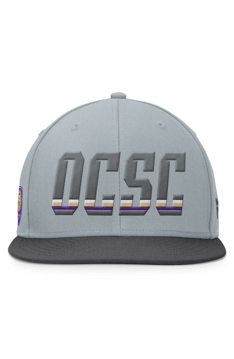 FANATICS Men's Fanatics Branded Gray Orlando City SC Smoke Snapback Hat, Alternate, color,