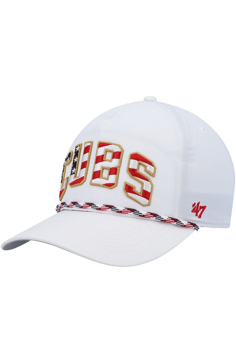 '47 Men's '47 White Chicago Cubs Flag Flutter Hitch Snapback Hat, Main, color, 