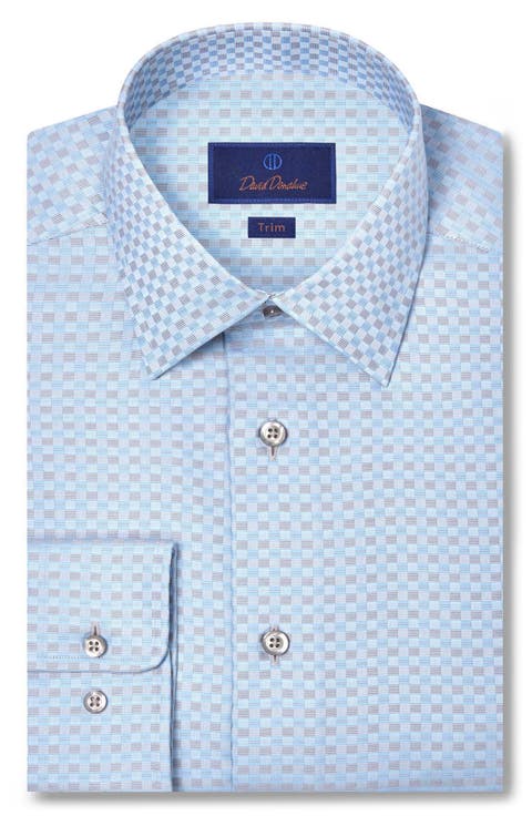 Trim Fit DobbyCheck Cotton Dress Shirt