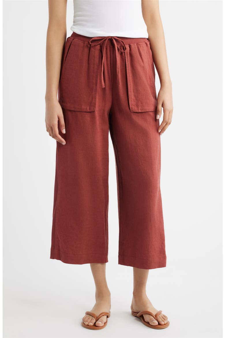 Patch Pocket Crop Drawstring Pants, Main, color, PAPRIKA