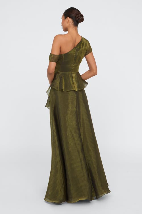 Theia Avalina Organza Lame Gown In Green