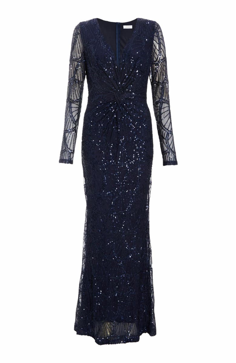 QUIZ Plus Size Sequin Long Sleeve Maxi Dress, Alternate, color, 