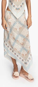 Anna Sui Heritage Scarf Print Chiffon Skirt