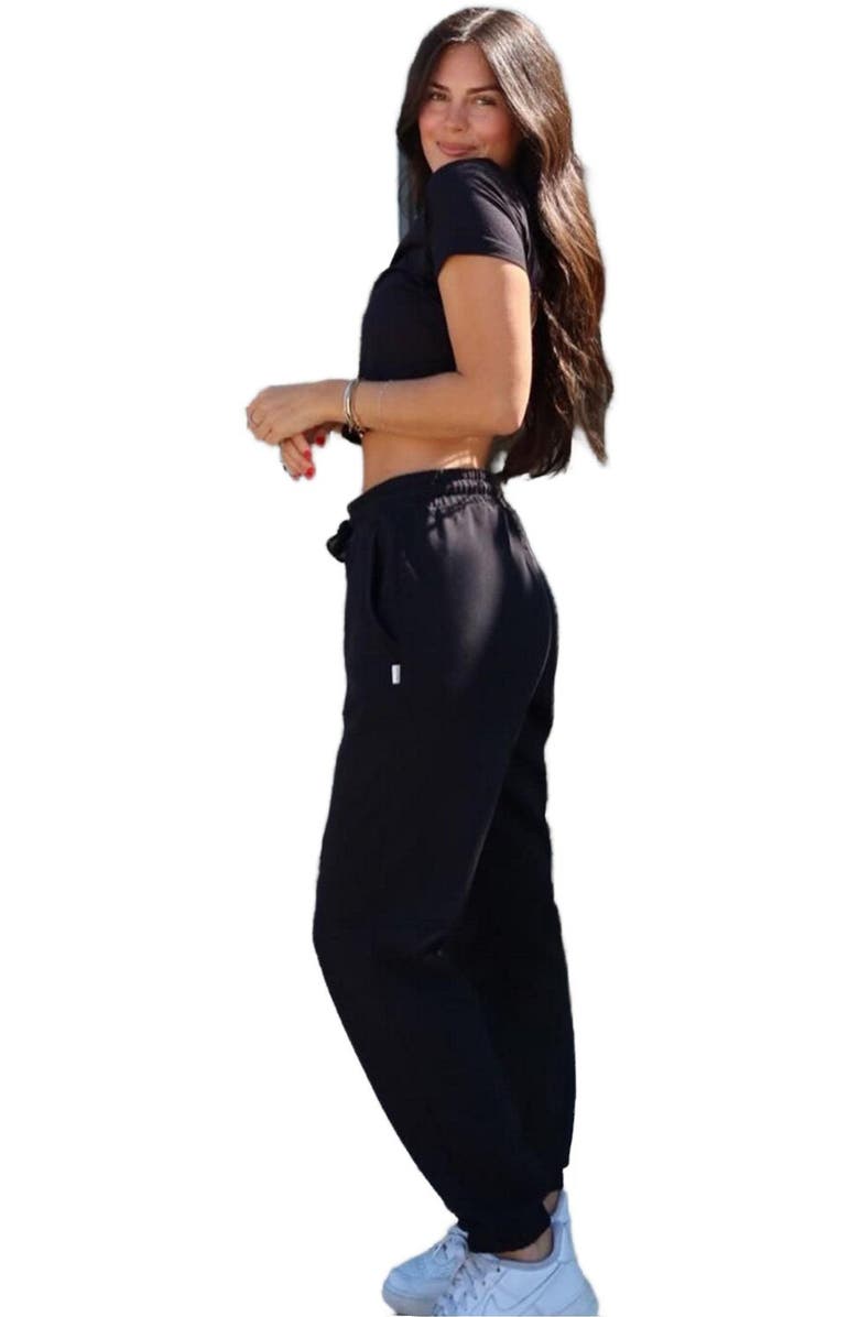 Fabletics Women's Year Round Terry High-Waisted Sweatpant, Alternate, color, Black
