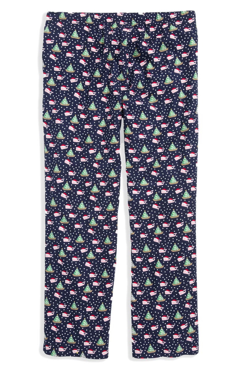 vineyard vines Holiday Print Flannel Lounge Pants, Alternate, color, Santa Whale Navy