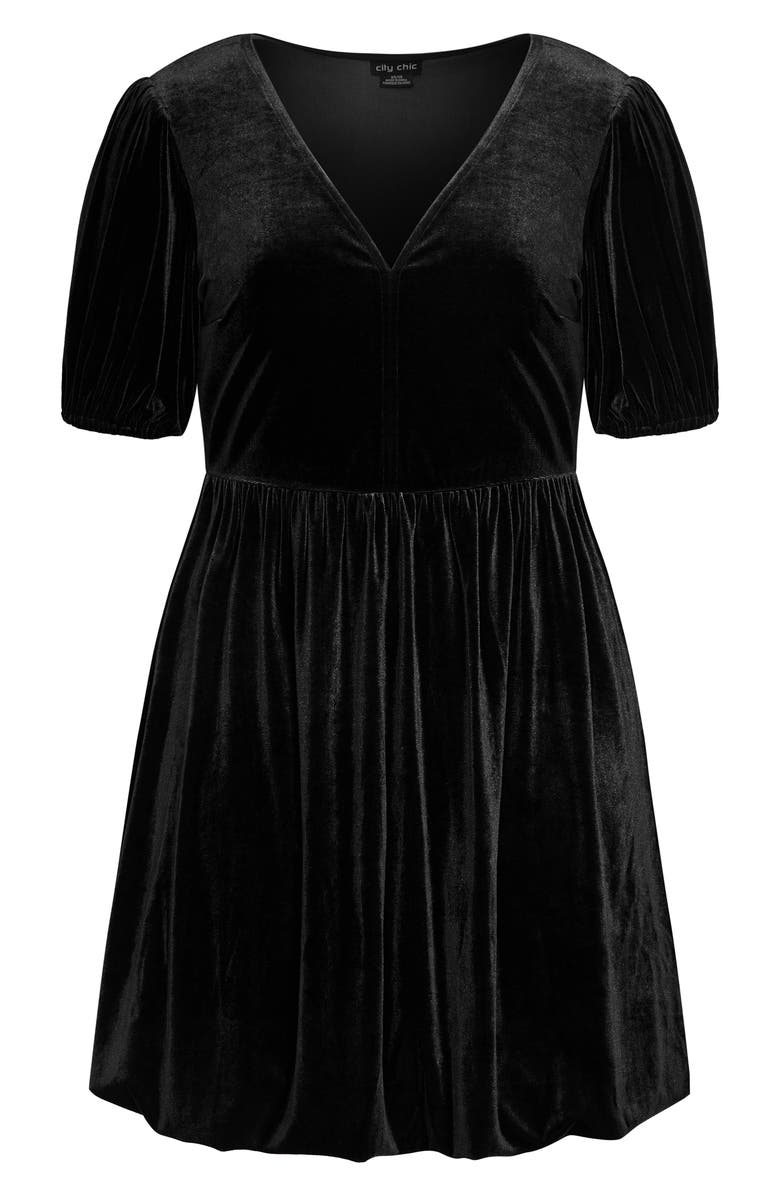 City Chic Ada Fit & Flare Stretch Velvet Minidress, Alternate, color, 