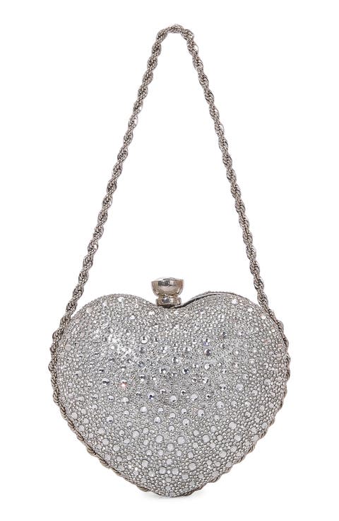 Heart Shaped Rhinestone Clasp Purse