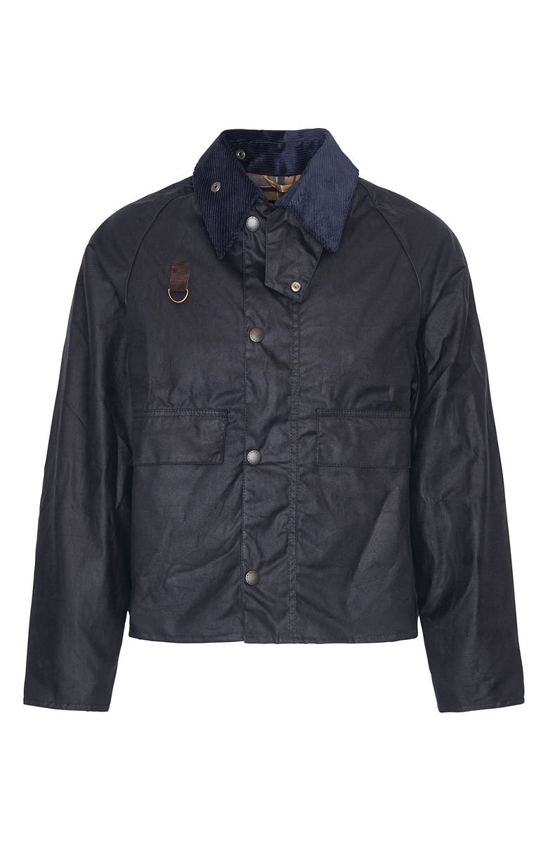 Barbour Spey Slim Waxed Cotton Jacket, Alternate, color, Navy