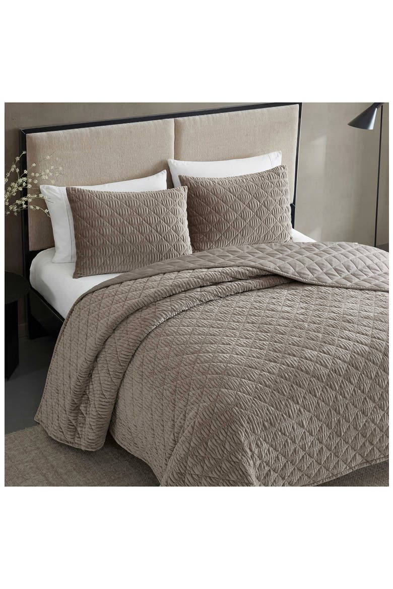 Crushed Velvet Comforter & Sham Set, Alternate, color, LIGHT / MEDIUM BROWN
