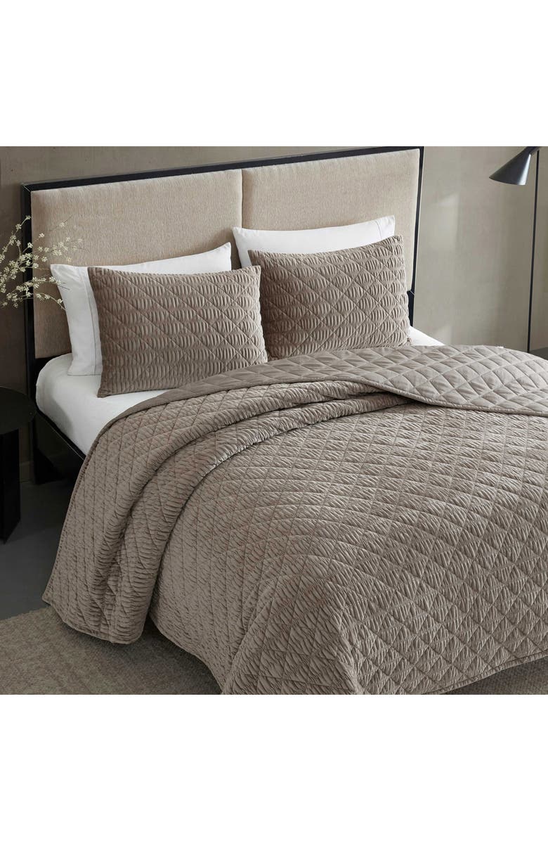 Vera Wang Crushed Velvet Comforter & Sham Set, Alternate, color, Light / Medium Brown