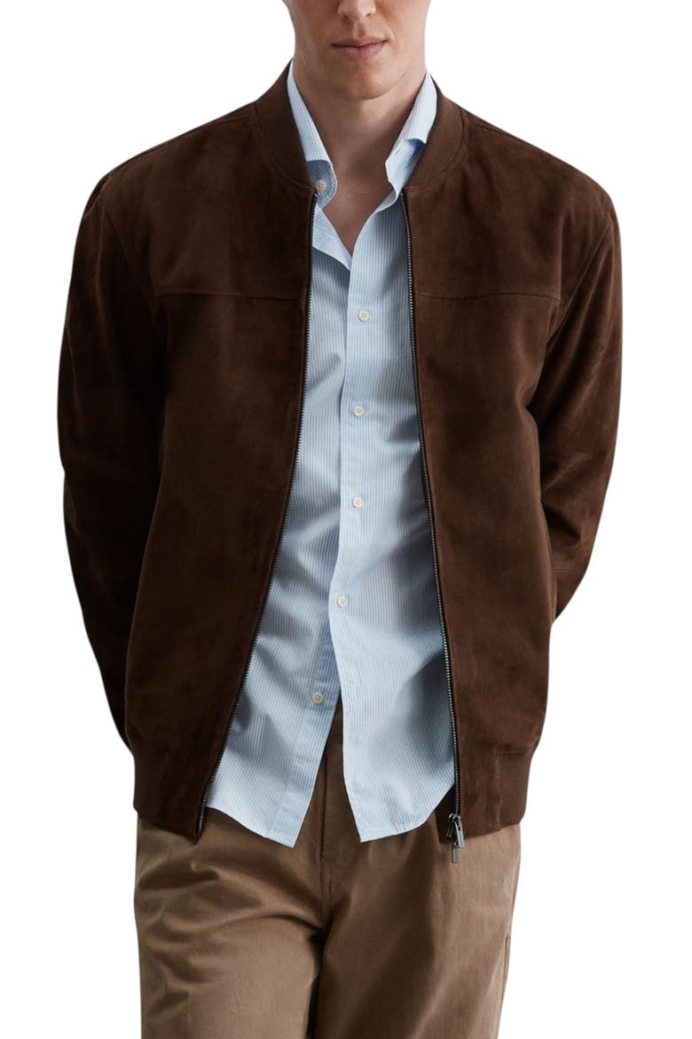 Thomas B Suede Jacket, Main, color, Darkbrown