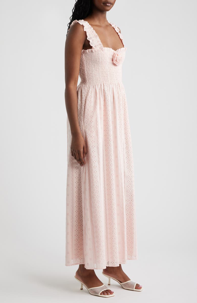 Hill House Home Rosetta Nap Smocked Bodice Cotton Broderie Anglaise Sundress, Alternate, color, Powder Pink