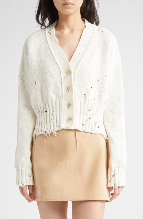 Marni Dishevelled Cotton Crop Cardigan in 00W01 Lily White  product
