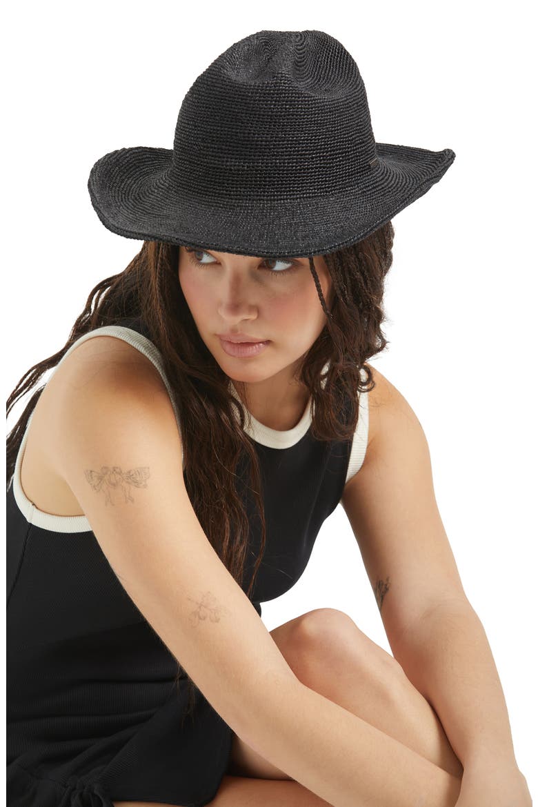 Odessa Packable Straw Cowboy Hat, Alternate, color, BLACK