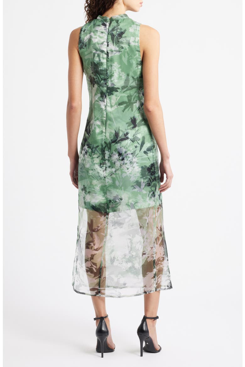Floral Semisheer Organza Midi Dress, Alternate, color, NAVY/GREEN MULTI