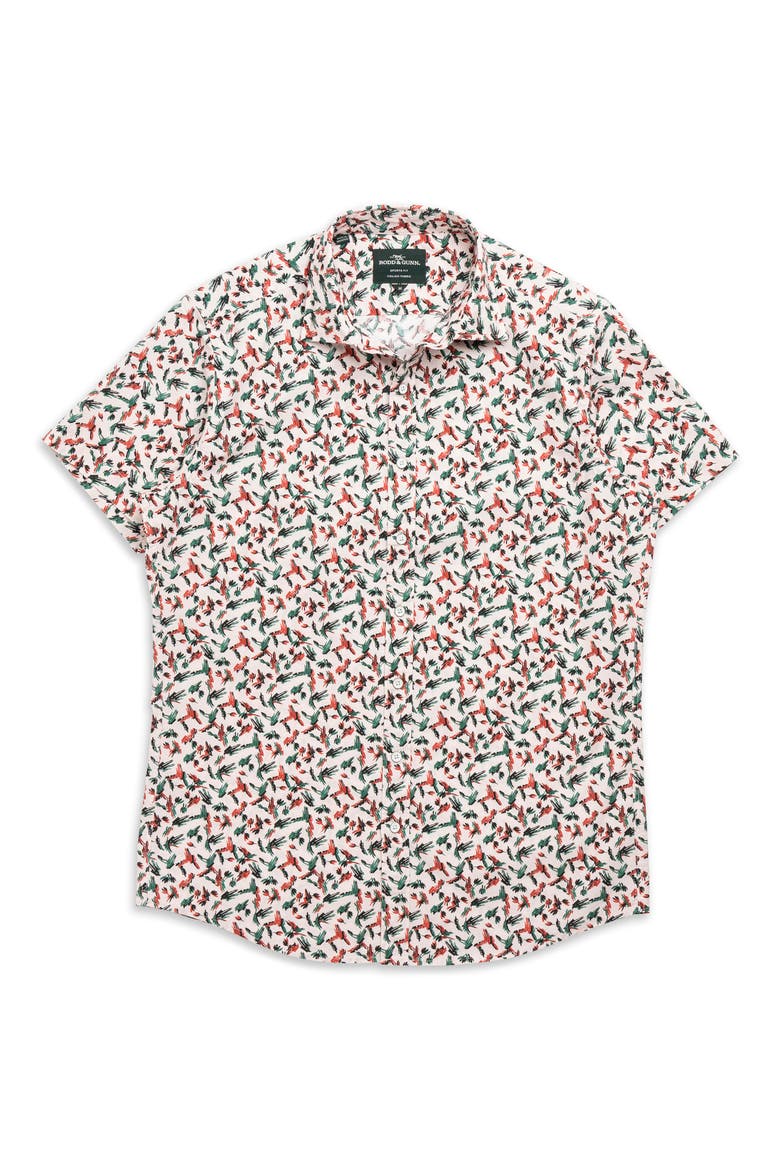 Hillmorton Sports Fit Print Short Sleeve Cotton Button-Up Shirt, Alternate, color, DUSTY PINK
