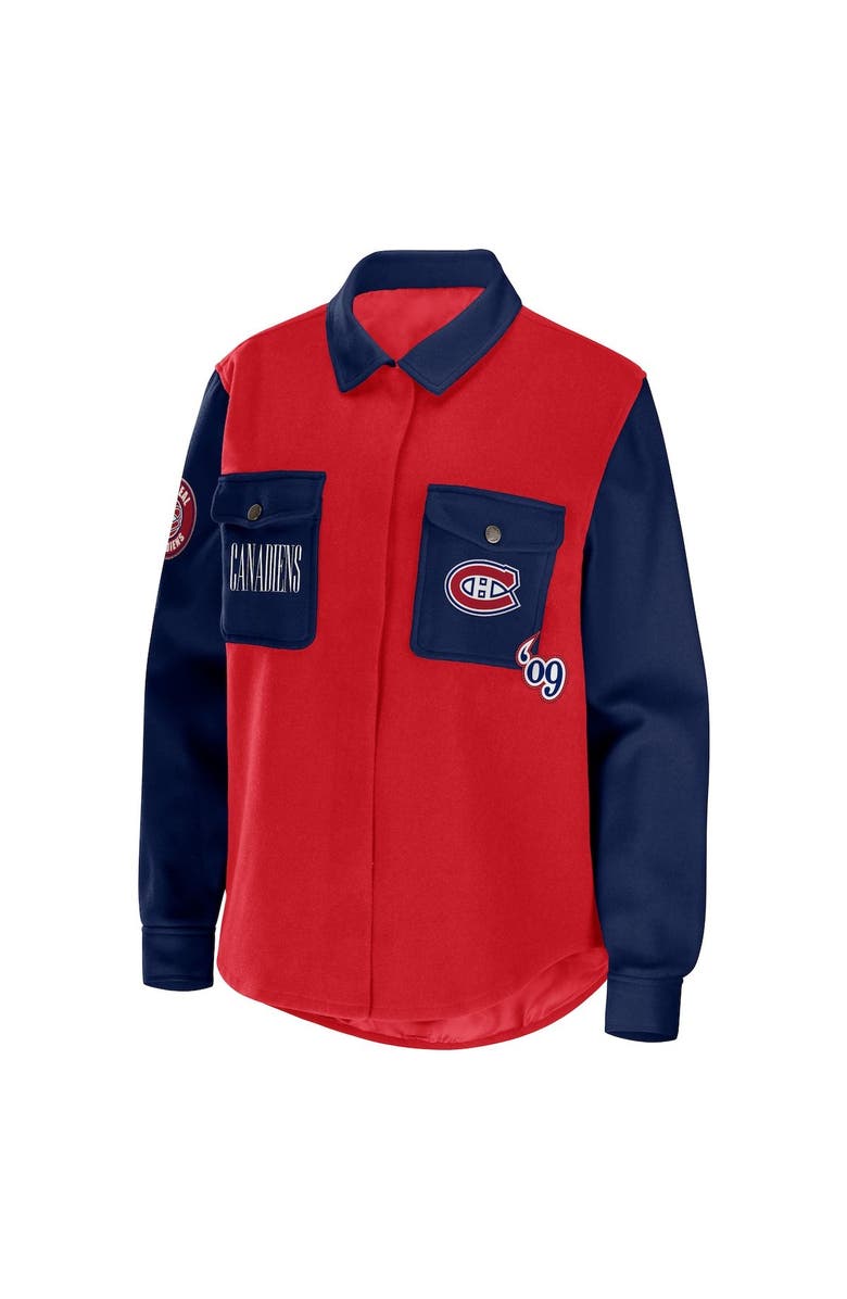 WEAR by Erin Andrews Women's WEAR by Erin Andrews Red/Navy Montreal Canadiens Colorblock Button-Up Shirt Jacket, Alternate, color, Red