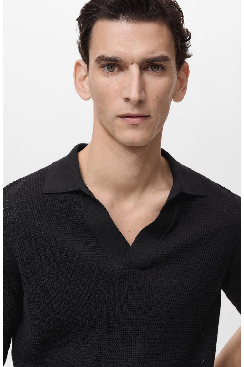 Structured Fine Knit Polo, Alternate, color, BLACK