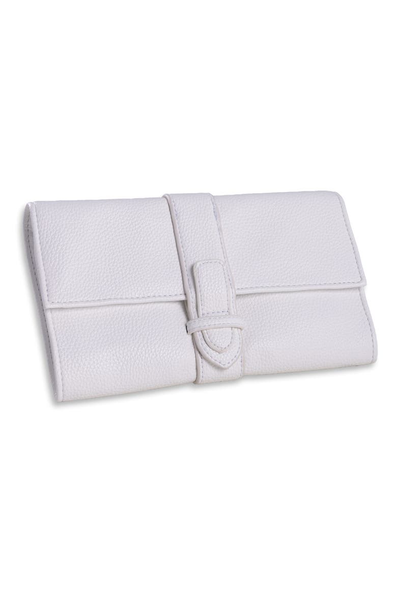 Leather Jewelry Storage Clutch, Main, color, WHITE