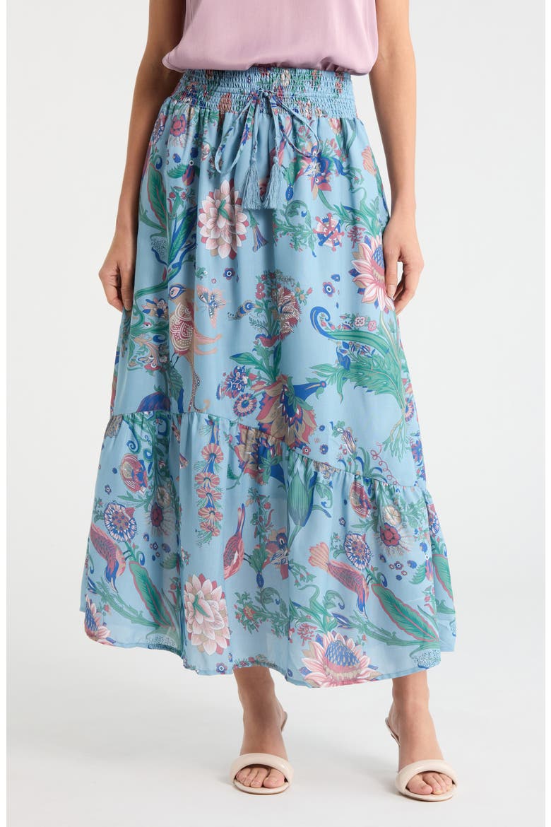 Floral Print Skirt, Main, color, BLUE FLORAL PRINT