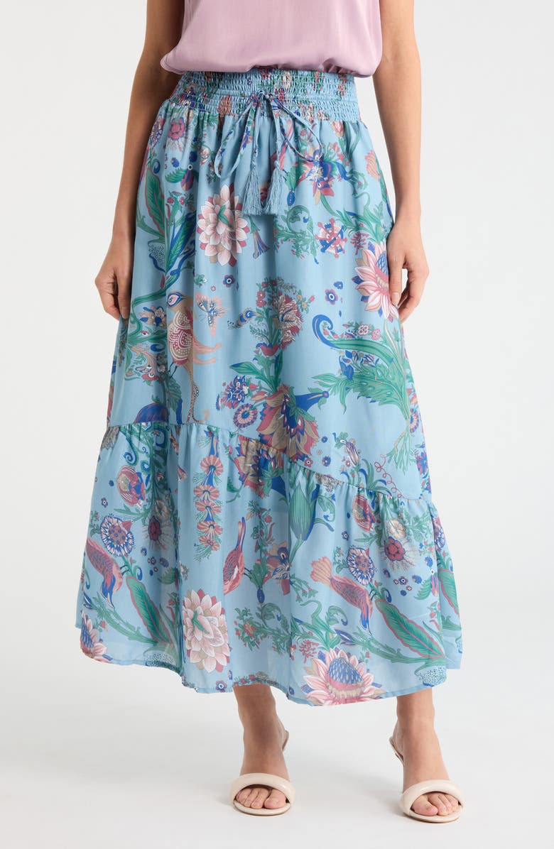 T Tahari Floral Print Skirt, Main, color, Blue Floral Print