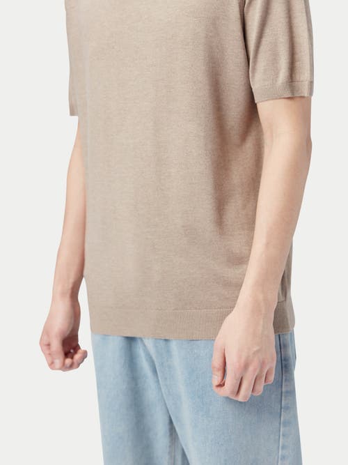 Gobi Mongolian Cashmere Silk Cashmere Polo Shirt In Beige