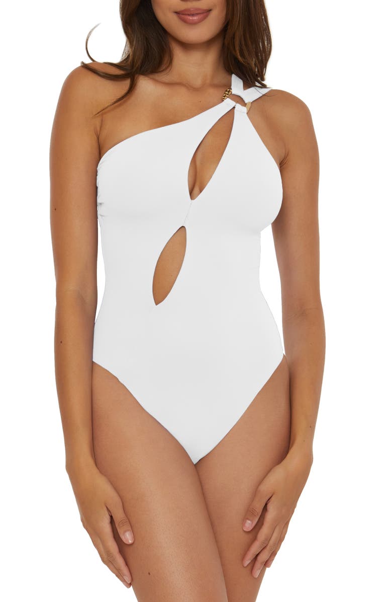 Soluna Tahiti One-Shoulder Cutout One-Piece Swimsuit, Main, color, White