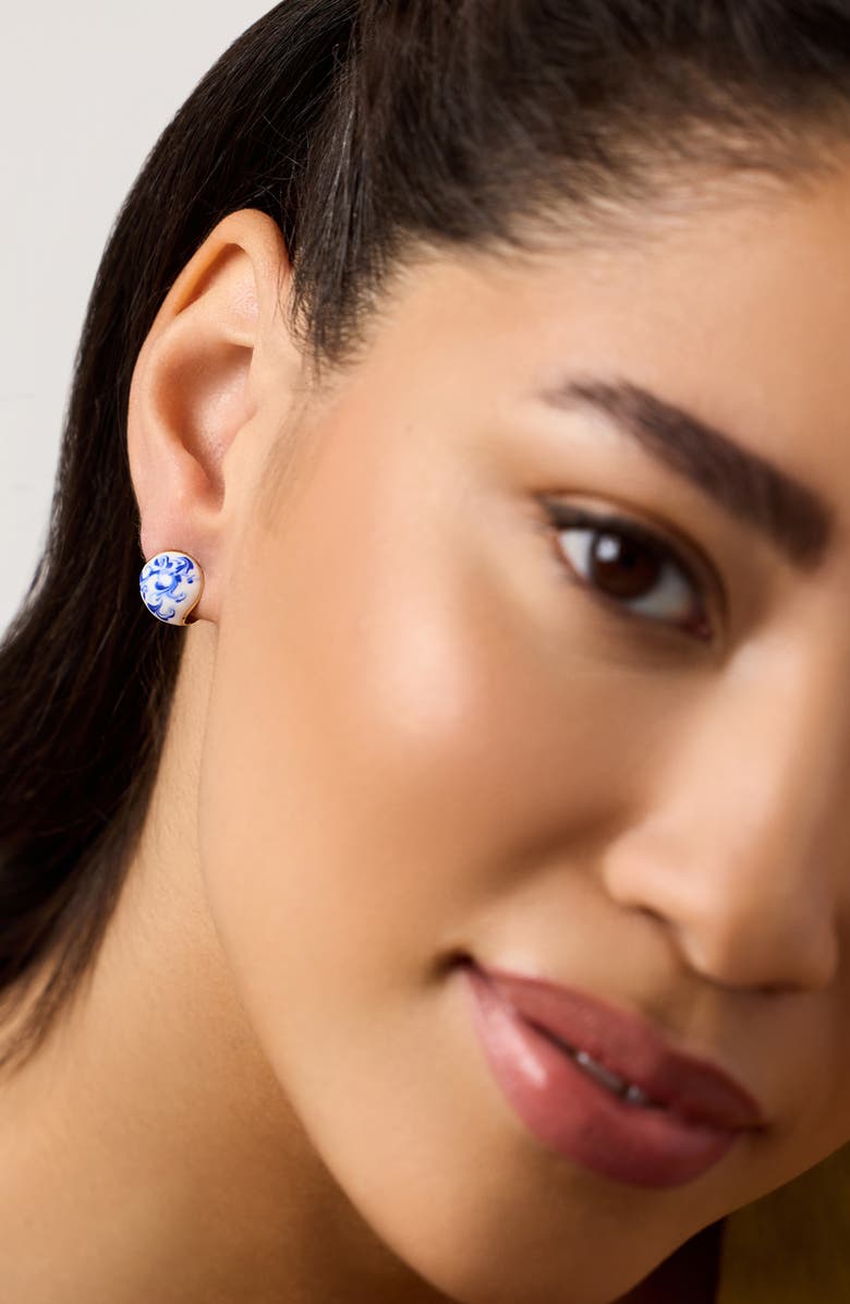 Ana Luisa Statement Earrings - Mini Abby Marble Blue, Alternate, color, Marble Blue/ Gold