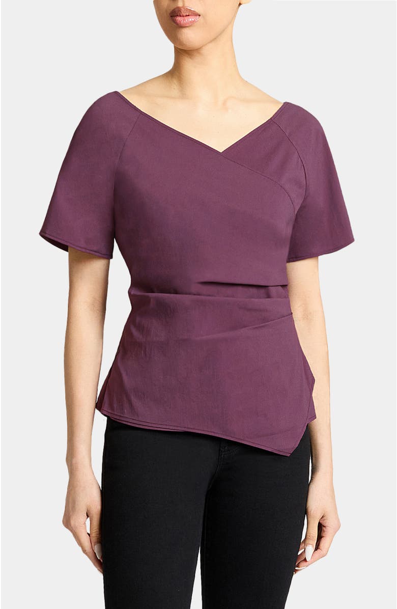 Santorelli MURPHY Short Sleeve Wrap Top, Main, color, Cherry Cola