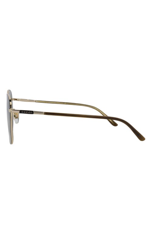 Gucci Novelty 58mm Rectangular Sunglasses In Gold Havana Green