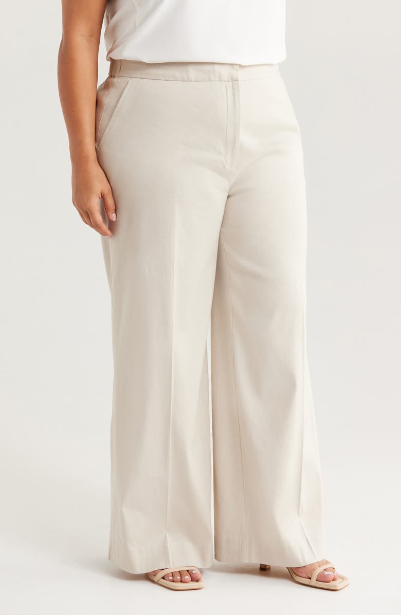 Nordstrom Linen Blend Wide Leg Pants, Alternate, color, Beige Scroll