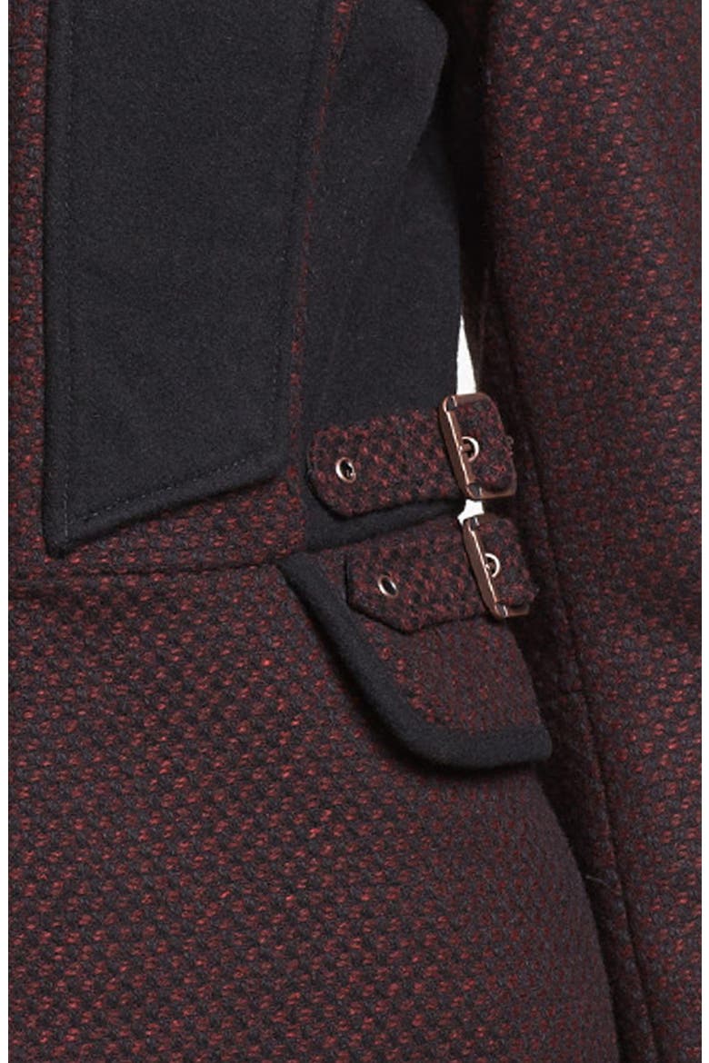 Zip Front Military Tweed Jacket, Alternate, color, WINE