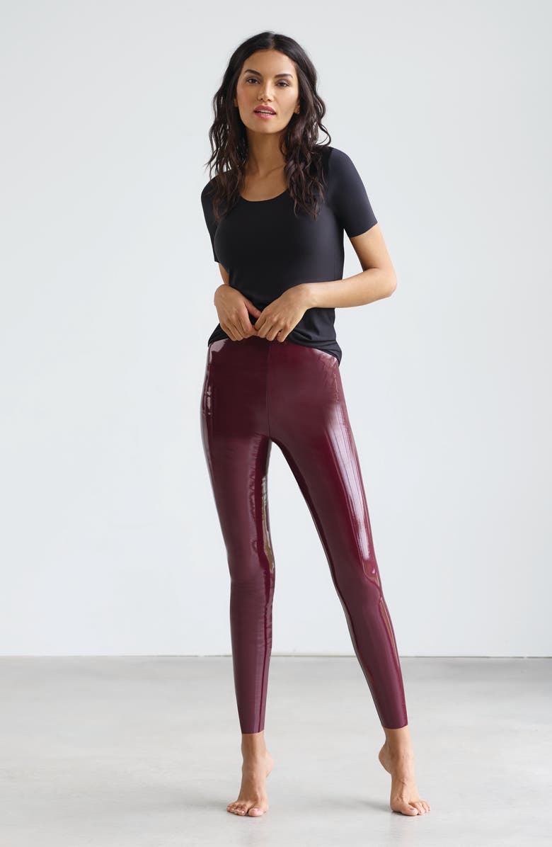 Commando Control Top Faux Patent Leather Leggings, Alternate, color, Burgundy