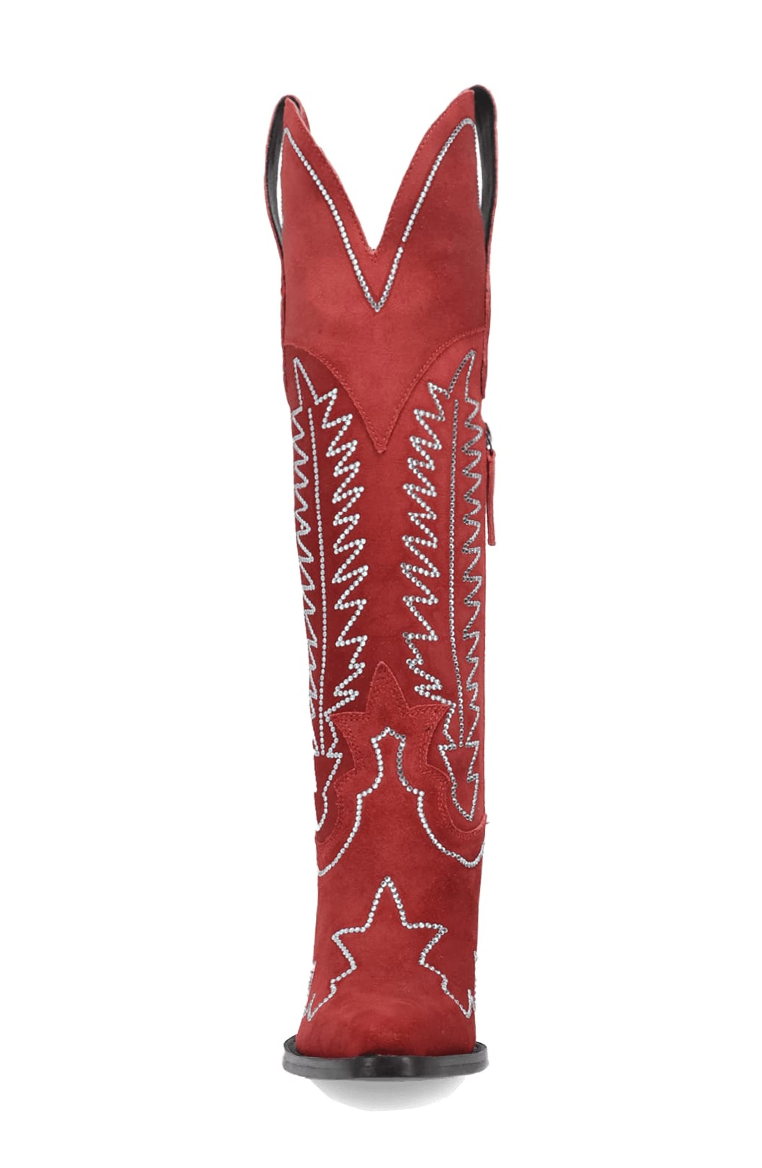 Double Take Over the Knee Western Boot, Alternate, color, RED