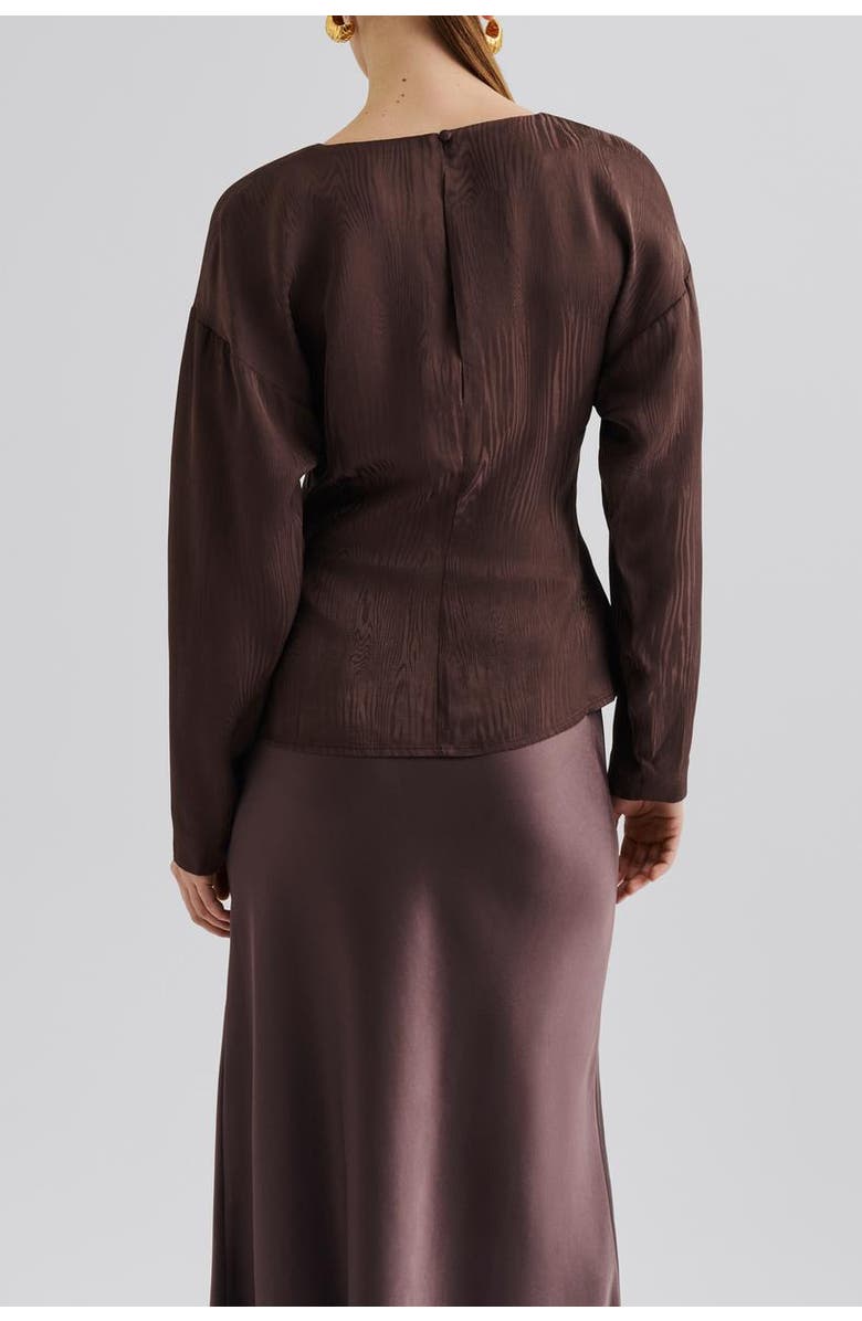 Malina Rosalie Jacquard Weave Satin Blouse, Alternate, color, Chocolate