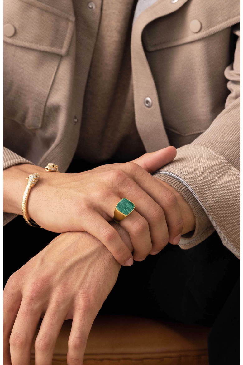 Signet Ring, Alternate, color, Gold / Green