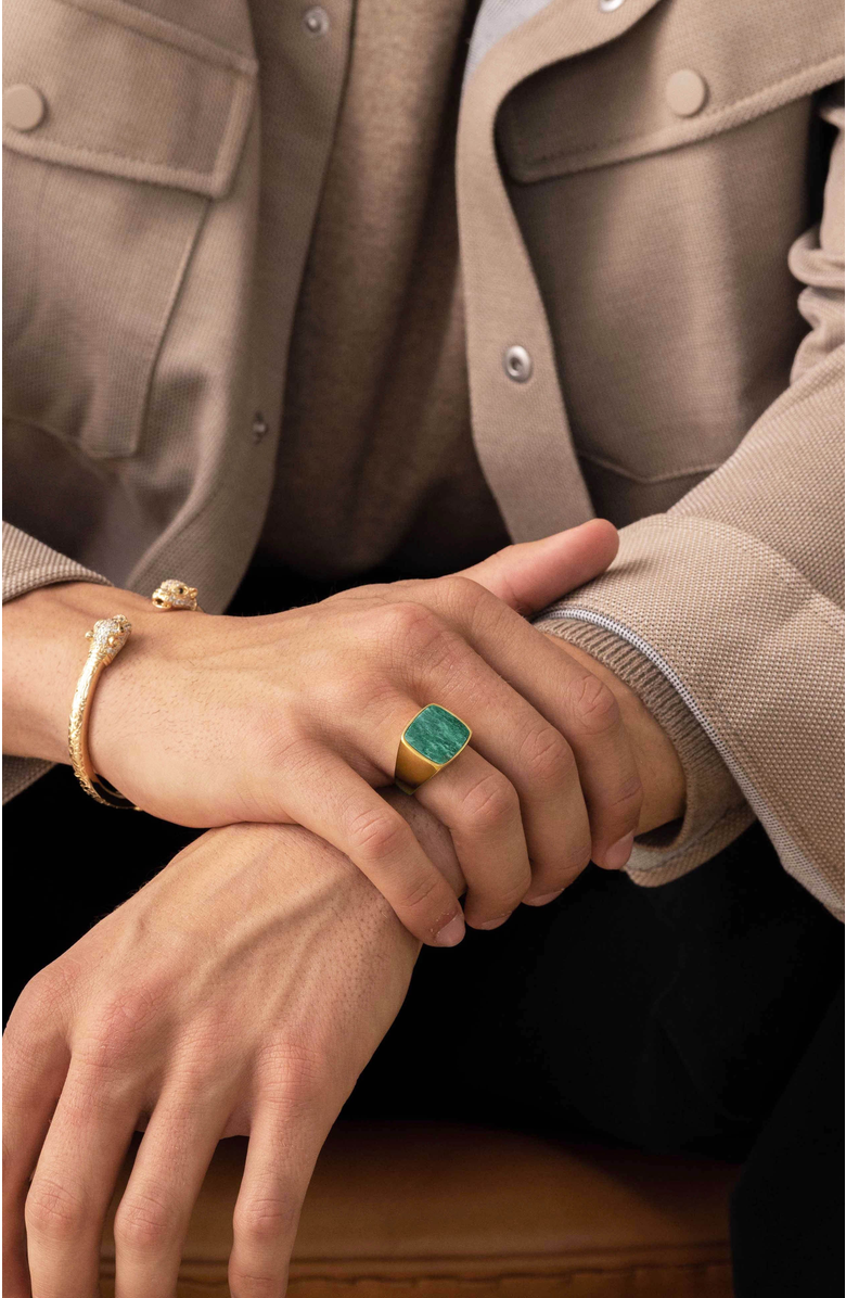 Nialaya Signet Ring, Alternate, color, Green