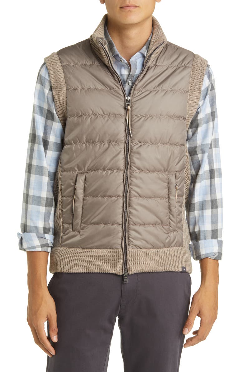 Brax Wyatt Hybrid Quilted Wool Blend Zip-Up Vest, Alternate, color, 