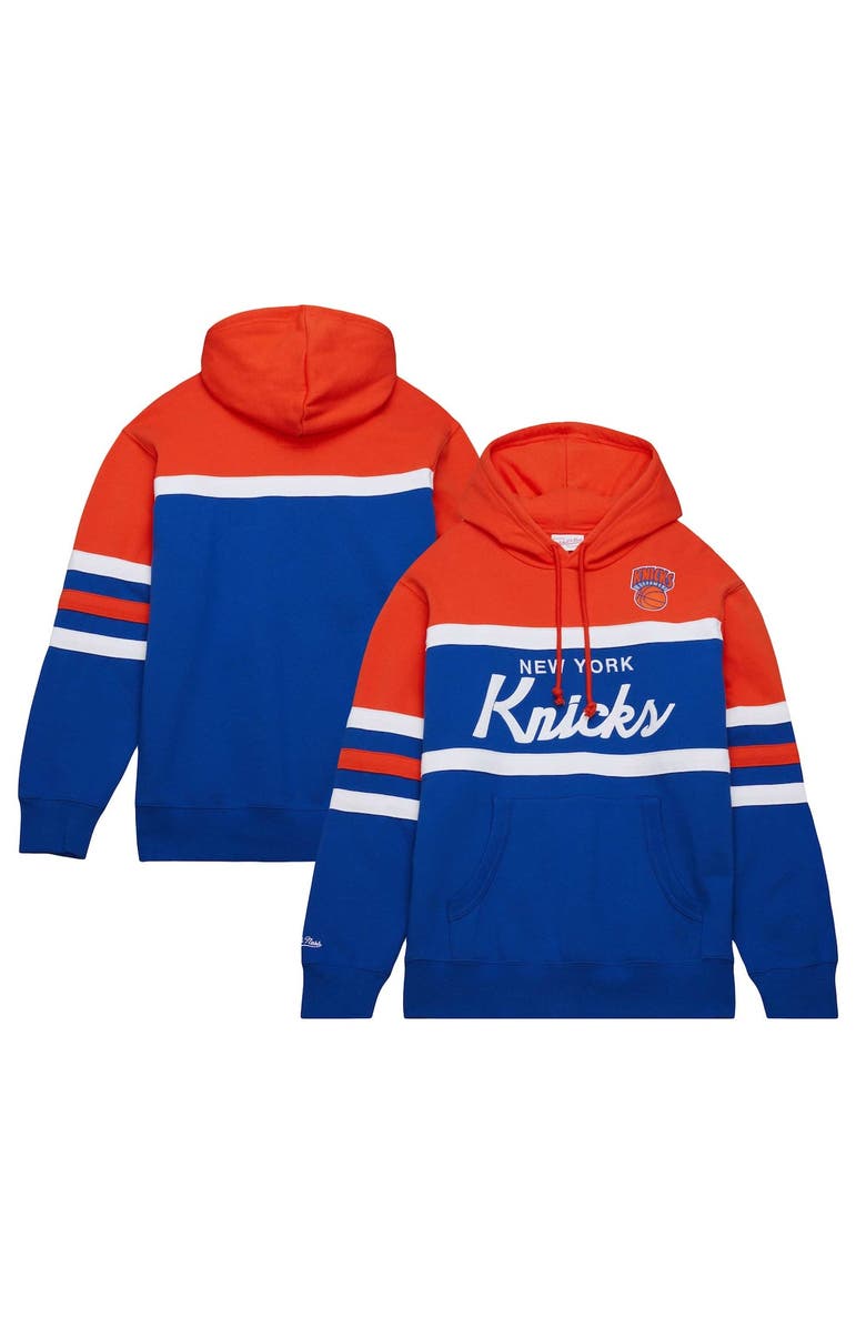 Mitchell & Ness Men's Mitchell & Ness Blue New York Knicks Big & Tall Hardwood Classics Head Coach Pullover Hoodie, Main, color, 
