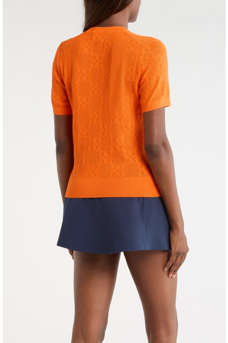 Pointelle Short Sleeve Sweater, Alternate, color, SHOCKING ORANGE