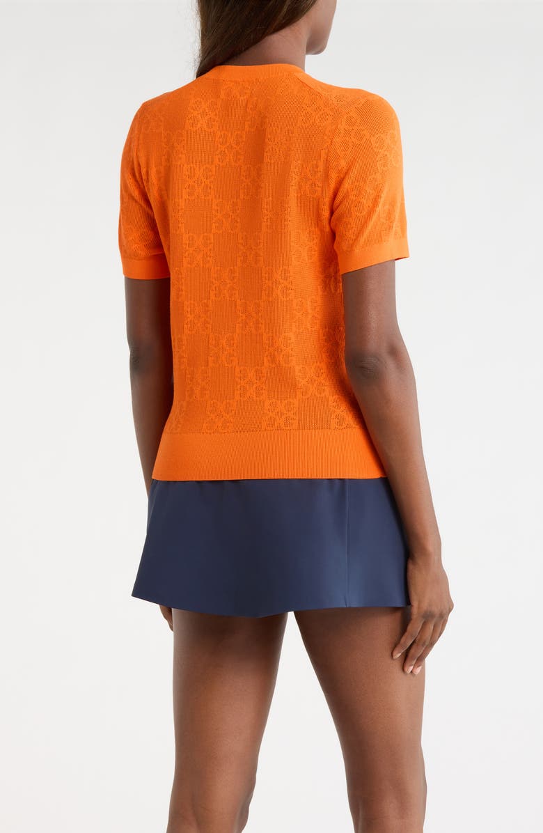 G/FORE Pointelle Short Sleeve Sweater, Alternate, color, Shocking Orange