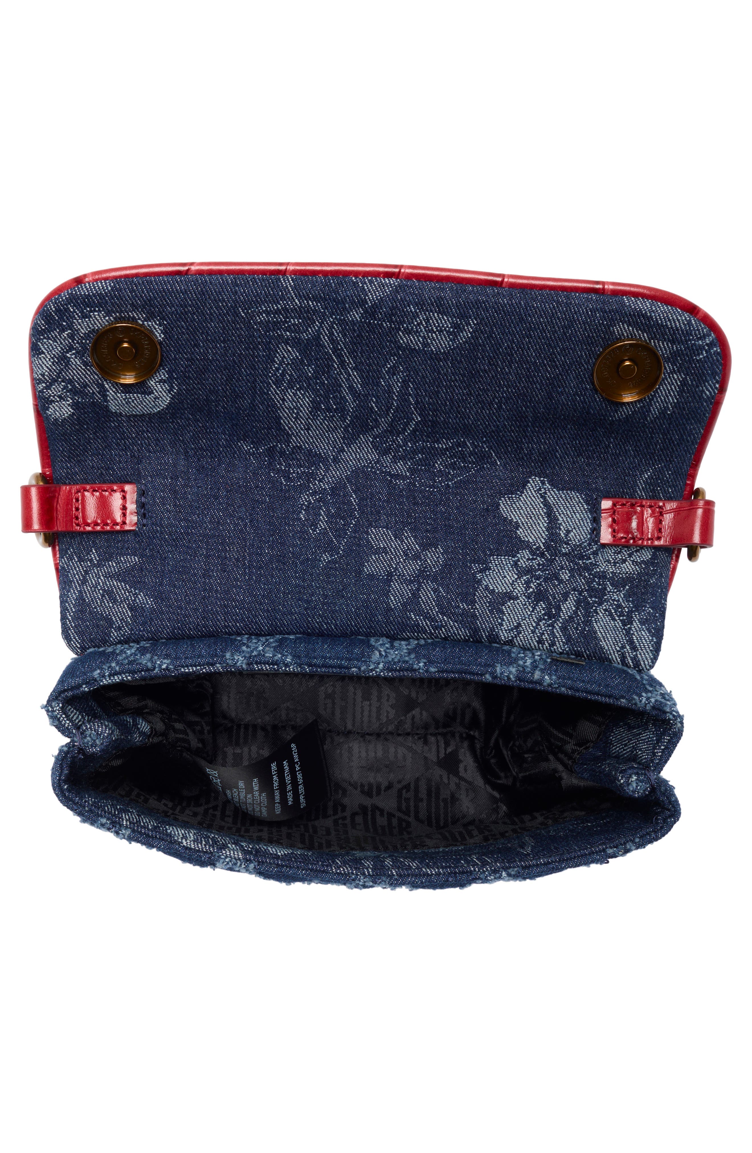 Mini Brompton Quilted Floral Denim Shoulder Bag, Alternate, color, NAVY
