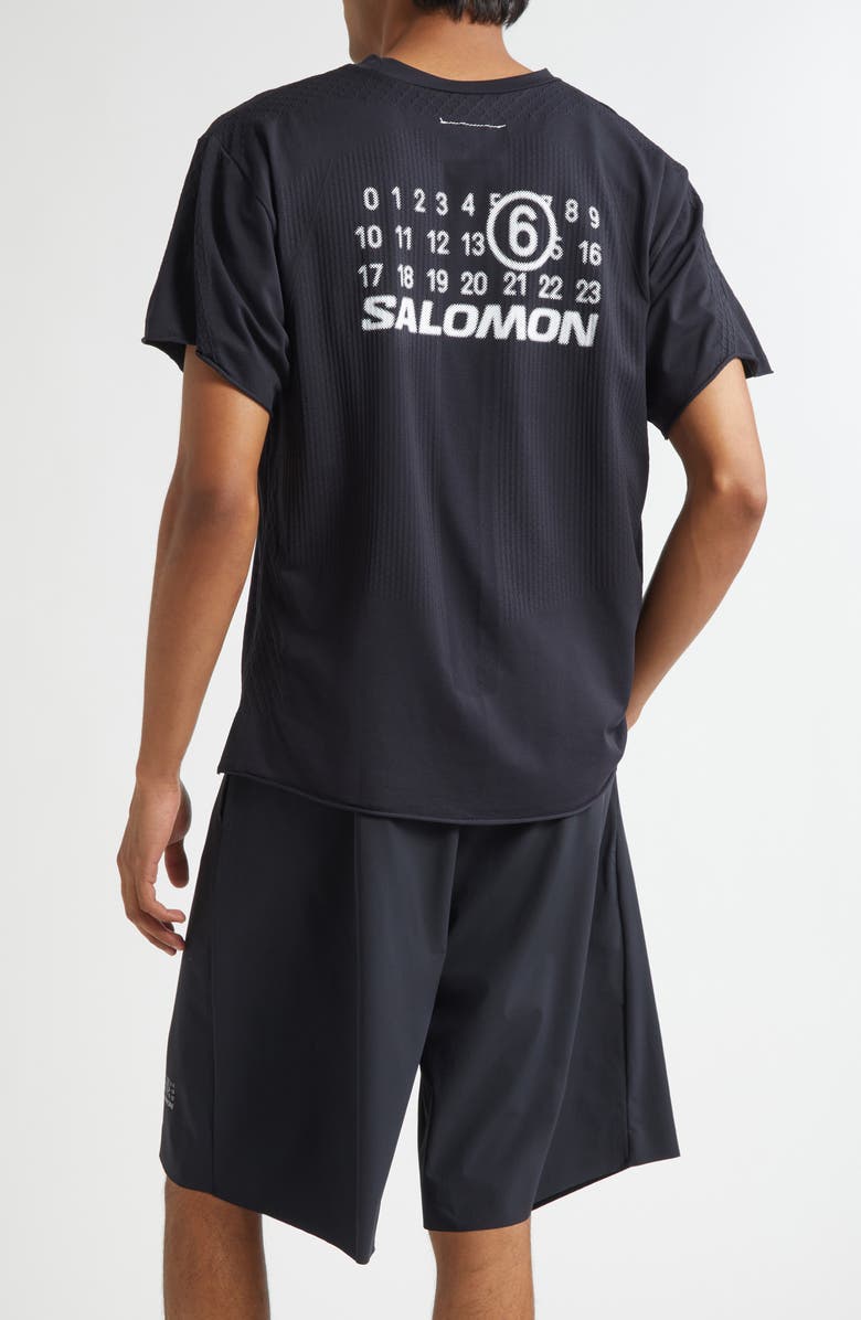 MM6 Maison Margiela x Salomon Numeric Logo Performance T-Shirt, Alternate, color, Deep Black