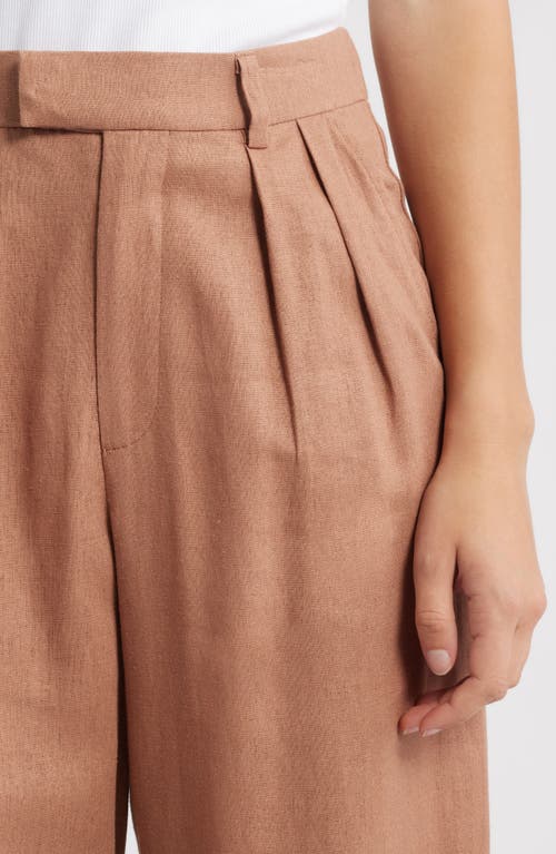 Wayf Naomi Linen Blend Straight Leg Pants In Brown