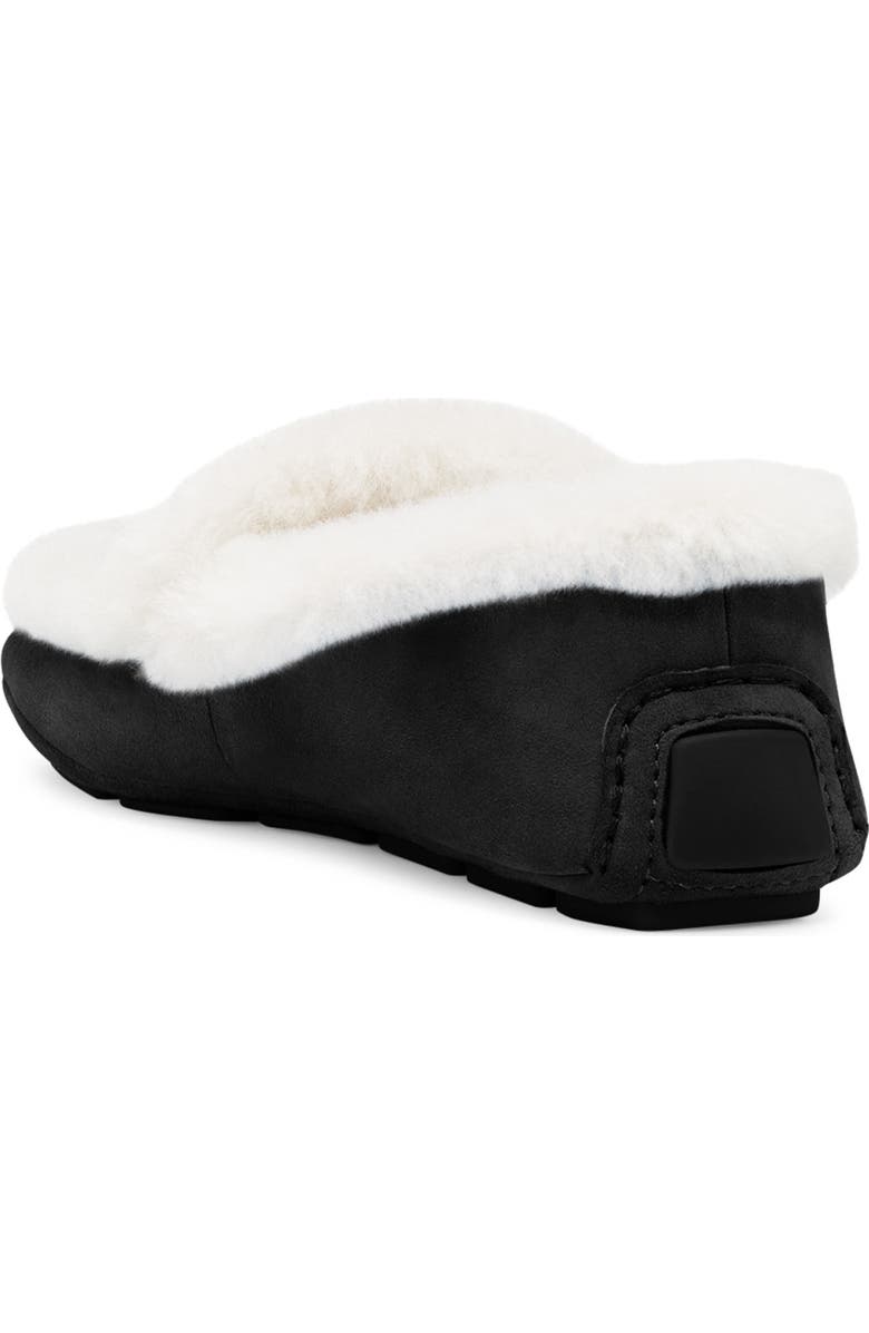 Stuart Weitzman Owen Buckle Cozy Genuine Shearling Lined Slipper, Alternate, color, Black/ Cream