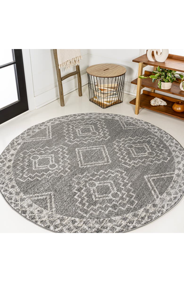 JONATHAN Y Amir Moroccan Beni Souk Round Area Rug, Alternate, color, Gray/Cream