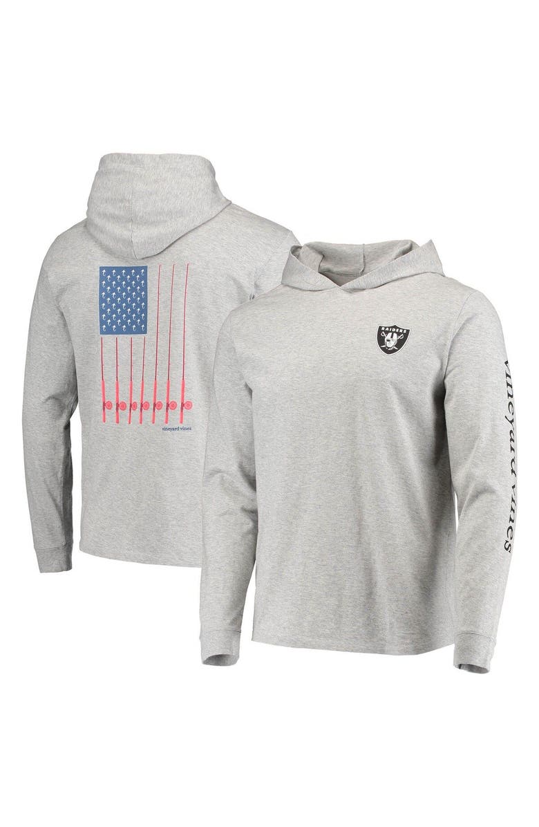 vineyard vines Men's Vineyard Vines Heathered Gray Las Vegas Raiders Hoodie Long Sleeve T-Shirt, Main, color,