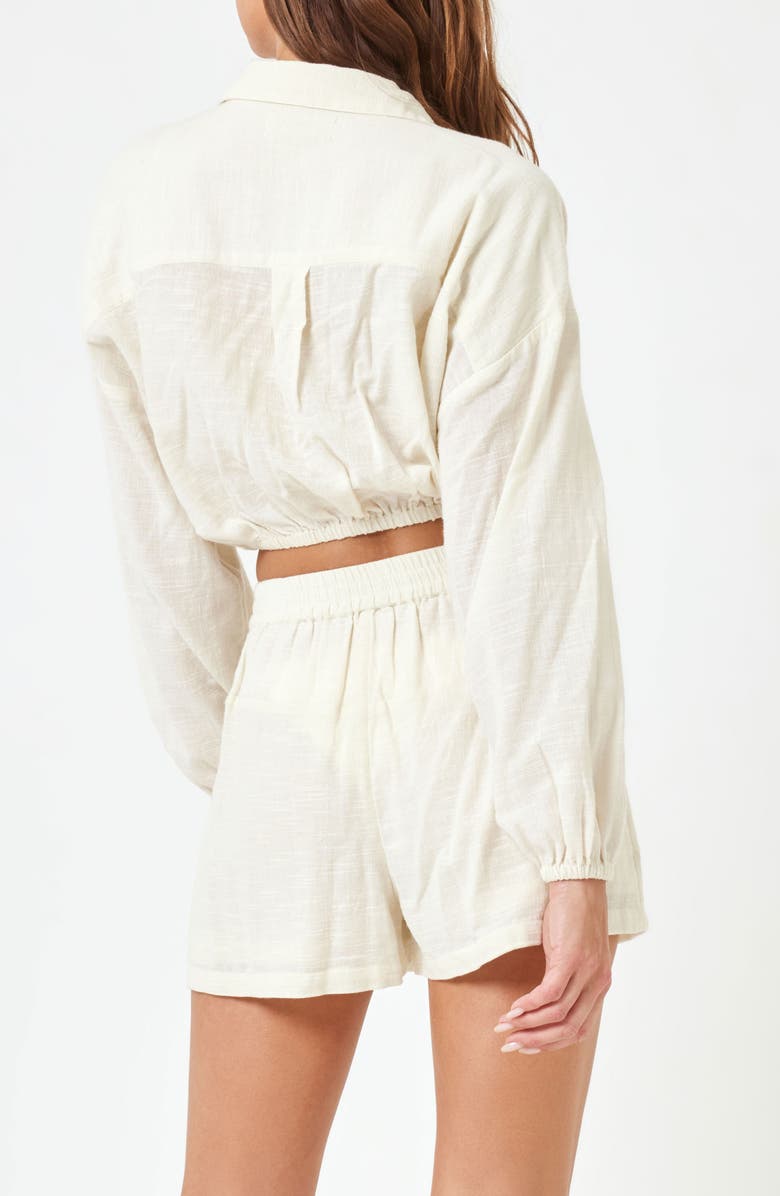 LSPACE Bora Button-Up Cover-Up Crop Top, Alternate, color, Cream